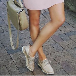 AGL cork platform oxfords leather rose gold Italy